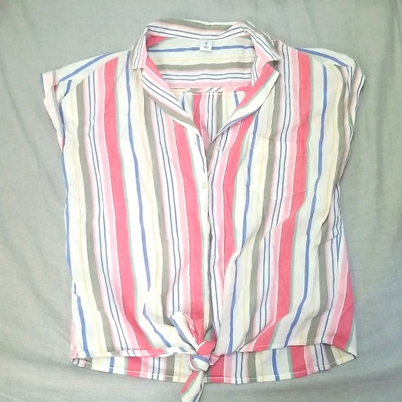 Old Navy sleeveless button up shirt with front tie XS - Picture 1 of 3